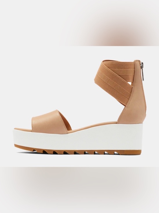 Sorel Shoes - Sorel Cameron Tan Leather Elastic Ankle Strap Sandal Size 8.5- Code 1371